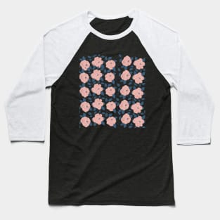 Pretty pink rose pattern Blck Baseball T-Shirt